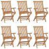 Folding Patio Chairs 6 pcs Solid Teak Wood