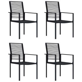 Patio Chairs 4 pcs PVC Rattan Black