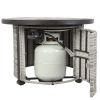 36 inch Gas Propane Fire Pit Table, 50000 BTU Round Gas Fire Table with Lid & Lava Rock, Grey Rattan & Wicker Base