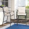 Patio Bar Stools Set of 2 Outdoor Bar Height Chairs Patio Furniture Steel Chairs with Armrest and Cushions for Outdoor Indoor