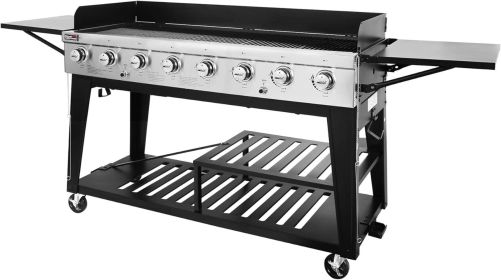 8-Burner Gas Grill, 104,000 BTU Liquid Propane Grill, Independently Controlled Dual Systems, Outdoor Party or Backyard BBQ