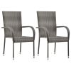 Stackable Patio Chairs 2 pcs Gray Poly Rattan