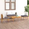 4 Piece Patio Lounge Set with Cushions Solid Acacia Wood