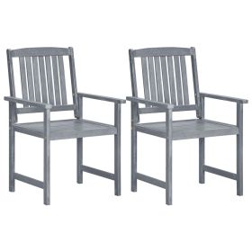 Patio Chairs 2 pcs Gray Solid Acacia Wood