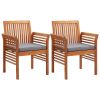 Patio Dining Chairs with Cushions 2 pcs Solid Acacia Wood