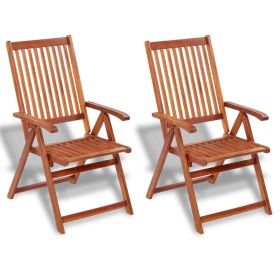 Folding Patio Chairs 2 pcs Solid Acacia Wood Brown