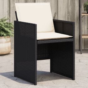 Patio Chairs with Cushions 4 pcs Black Poly Rattan