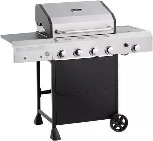 BBQ Grill, Electronic ignition system for quick, simple starts, fixed shelves, Freestanding Gas Grill with Side Burner, BBQ Grills