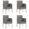 Patio Chairs with Dark Gray Cushions 4 pcs Gray Poly Rattan