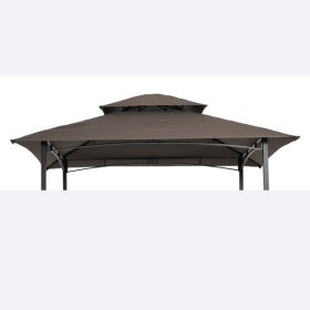 8x5Ft Grill Gazebo Replacement Canopy,Double Tiered BBQ Tent Roof Top Cover,Brown