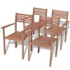 Stackable Patio Chairs 4 pcs Solid Teak Wood