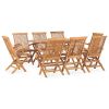 9 Piece Folding Patio Dining Set Solid Teak Wood