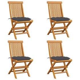 Patio Chairs with Anthracite Cushions 4 pcs Solid Teak Wood