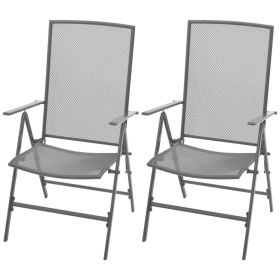 Stackable Patio Chairs 2 pcs Steel Gray