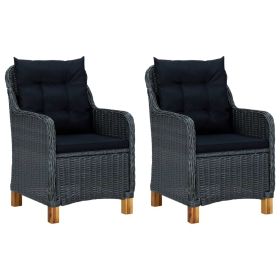 Patio Chairs with Cushions 2 pcs Poly Rattan Dark Gray