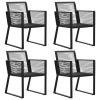 Patio Chairs 4 pcs Rope Rattan Black