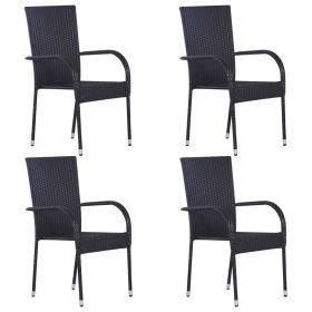 Stackable Patio Chairs 4 pcs Poly Rattan Black