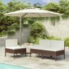 Patio Chairs 3 pcs with Cushions Poly Rattan Brown