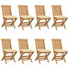 Patio Chairs with Cream White Cushions 8 pcs Solid Teak Wood