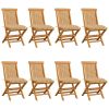 Patio Chairs with Beige Cushions 8 pcs Solid Teak Wood