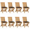 Patio Chairs with Taupe Cushions 8 pcs Solid Teak Wood