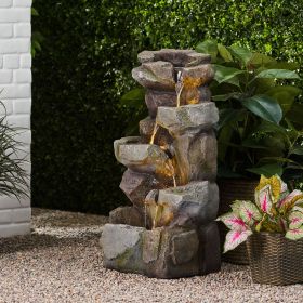 APACHE 4 TIER FOUNTAIN, Candler Outdoor Fountain, Stone Gray, No Assembly Required