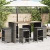 Patio Bar Stools with Cushions 6 pcs Gray Poly Rattan