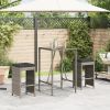 Patio Bar Stools with Cushions 2 pcs Gray Poly Rattan