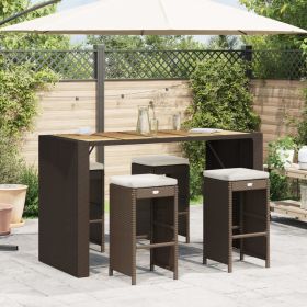 Patio Bar Stools with Cushions 4 pcs Brown Poly Rattan