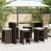 Patio Bar Stools with Cushions 6 pcs Brown Poly Rattan