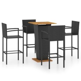 5 Piece Patio Bar Set Black