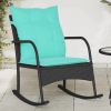 Patio Rocking Chair with Cushions Black Poly Rattan