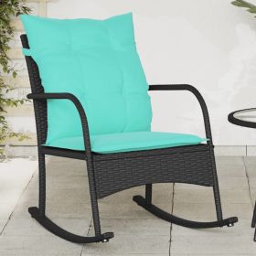 Patio Rocking Chair with Cushions Black Poly Rattan