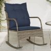 Patio Rocking Chair with Cushions Gray Poly Rattan