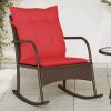 Patio Rocking Chair with Cushions Brown Poly Rattan