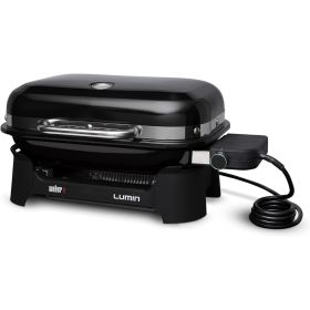 Lumin Compact Outdoor Electric Barbecue Grill, Black - Great Small Spaces such as Patios, Balconies, and Decks, Portable