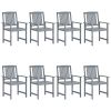 Patio Chairs 8 pcs Solid Acacia Wood Gray