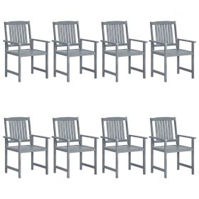 Patio Chairs 8 pcs Solid Acacia Wood Gray