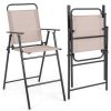 Set of 2 Patio Folding Bar-Height Chairs with Armrests and Quick-Drying Seat