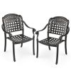 Cast Aluminum Patio Chairs Set of 2 with Armrests