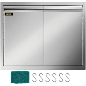 VEVOR Double Access Door, 30''Wx21''H Outdoor Kitchen Door, Double Wall Stainless Steel Outdoor Cabinets with Hooks