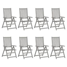 Patio Reclining Chairs 8 pcs Gray Solid Acacia Wood