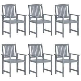 Patio Chairs 6 pcs Solid Acacia Wood Gray