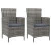 Patio Chairs with Cushions 2 pcs Poly Rattan Gray