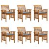 Patio Dining Chairs 6 pcs with Cushions Solid Wood Acacia