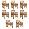 Patio Dining Chairs 8 pcs with Cushions Solid Wood Acacia