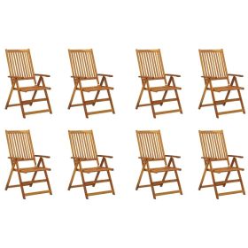 Folding Patio Chairs 8 pcs Solid Acacia Wood