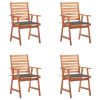 Patio Dining Chairs 4 pcs with Cushions Solid Acacia Wood