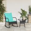 Patio Rocking Chair with Cushions Black Poly Rattan