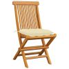 Patio Chairs with Cream White Cushions 8 pcs Solid Teak Wood